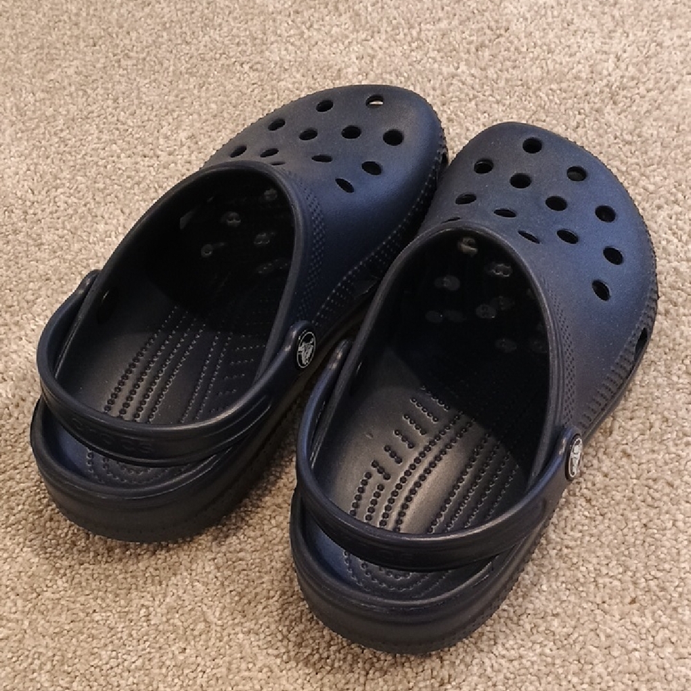 CROCS Kids Navy Blue Ventilated Clogs with Heel Strap